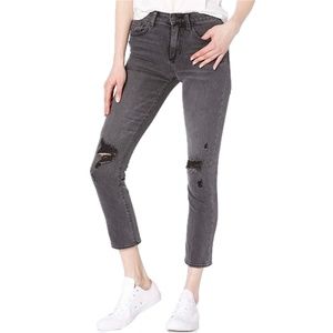New Sam Edelman Ripped High Rise Stiletto Straight Leg Ankle Jeans Grey Size 30